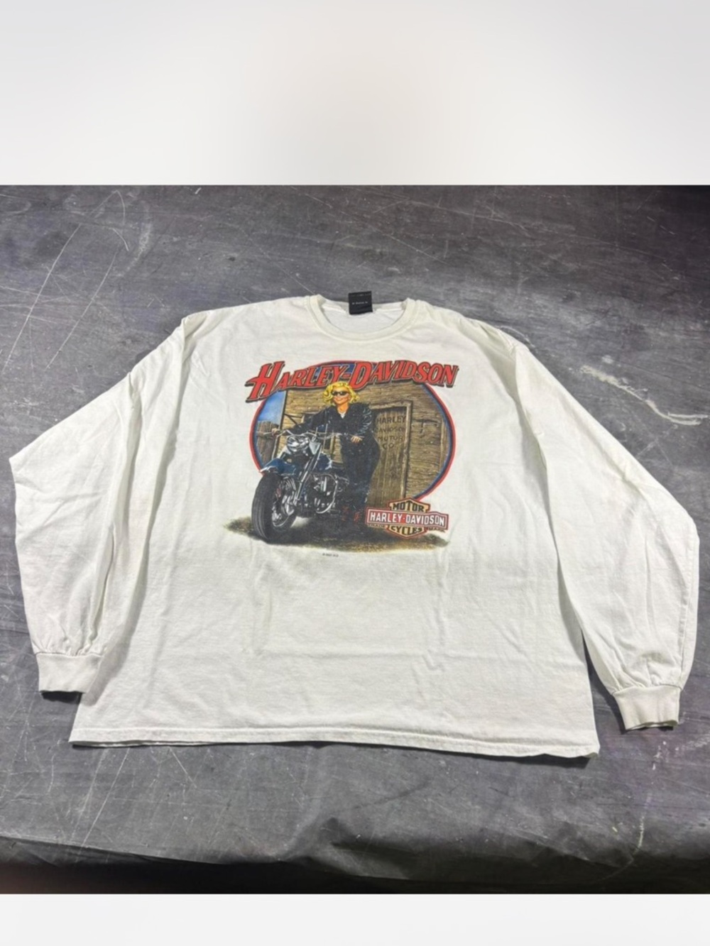 Vintage Harley-Davidson Unisex White Long Sleeve Graphic Tee